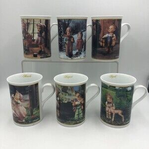 Vintage M. I. Hummel Danbury Mint Lot of 6 Porcelain Mugs Goebel Birth Months